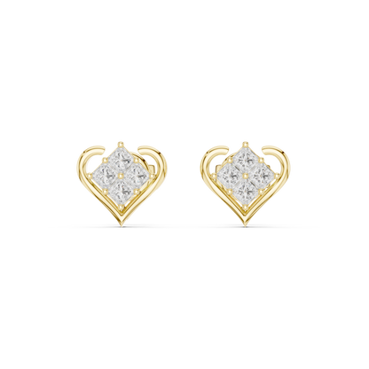 Amorette Heart Shape Lab Diamond Stud Earrings