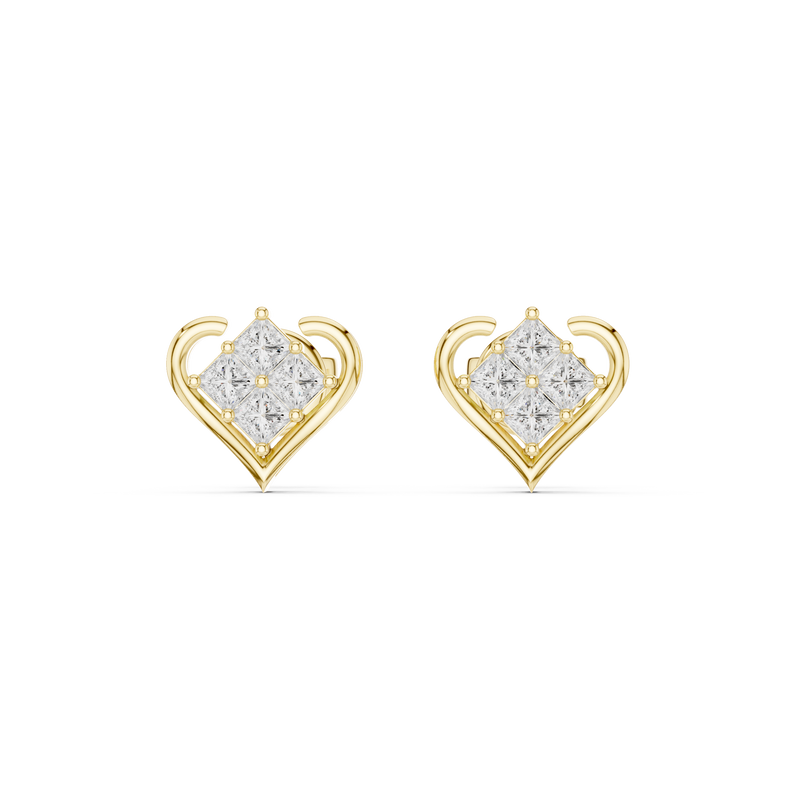 Amorette Heart Shape Lab Diamond Stud Earrings