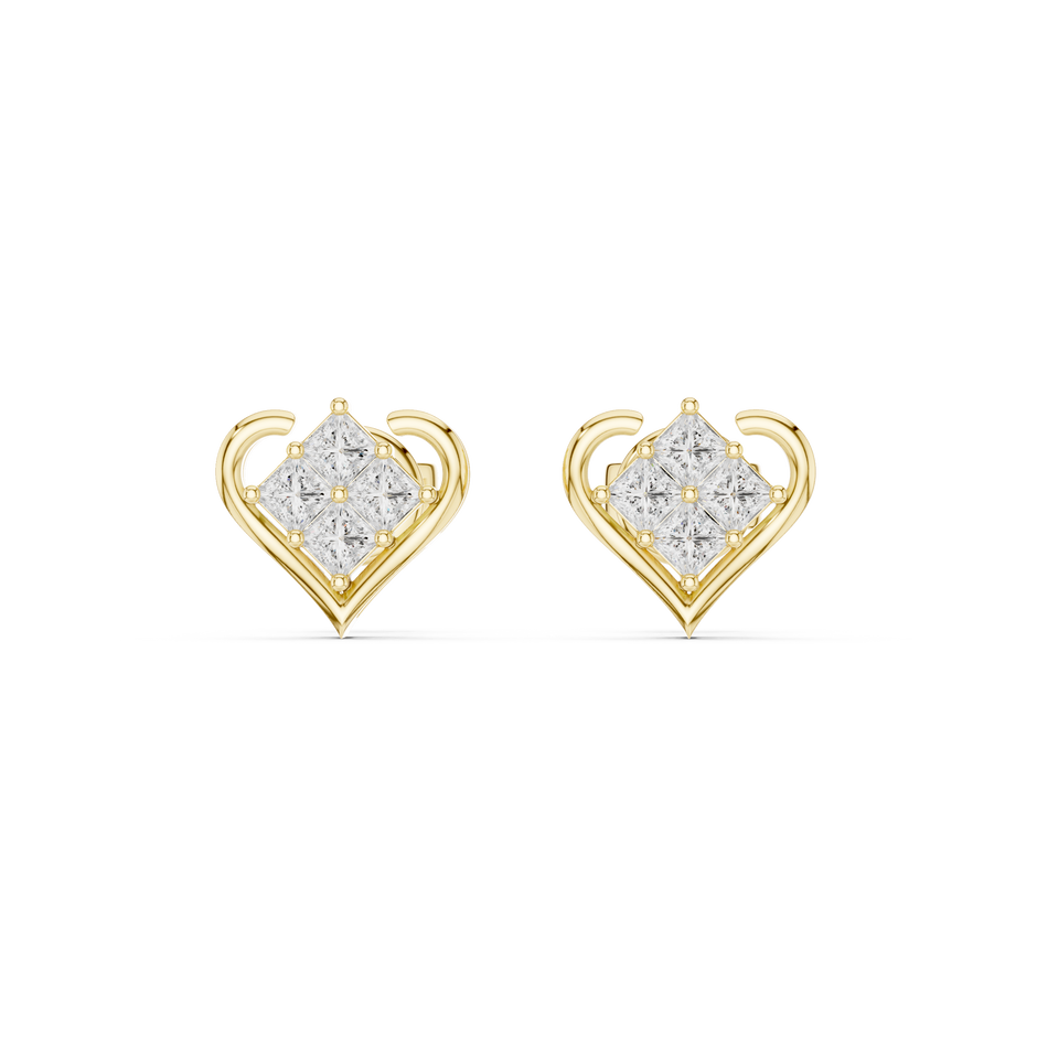 Amorette Heart Shape Lab Diamond Stud Earrings
