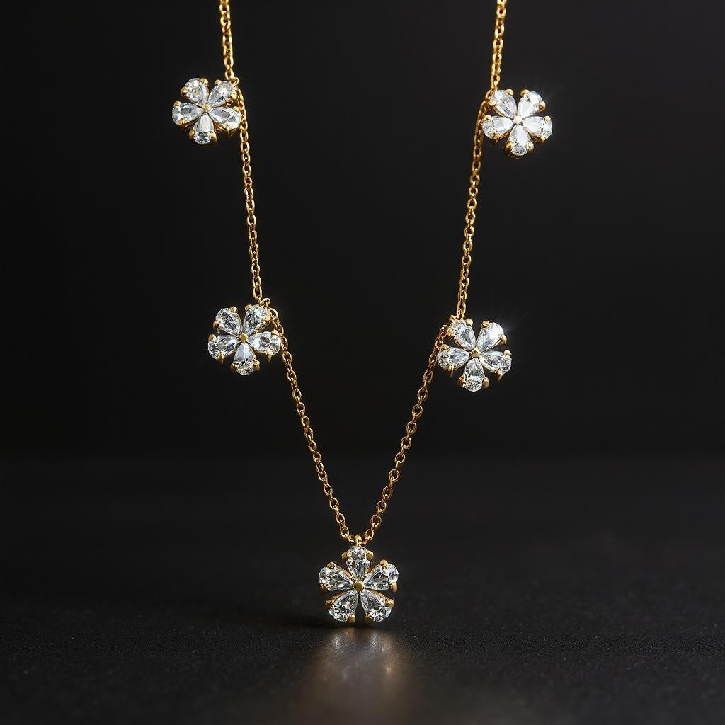 Enchanting Pear Shape Floral Lab Diamond Pendant Necklace
