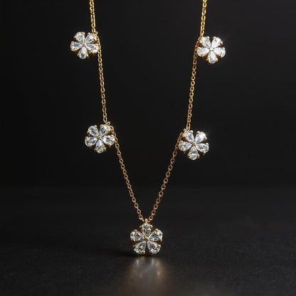 Enchanting Pear Shape Floral Lab Diamond Pendant Necklace