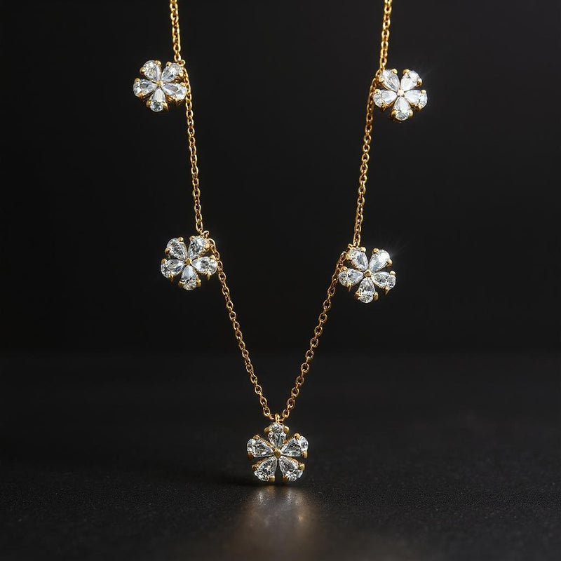 Enchanting Pear Shape Floral Lab Diamond Pendant Necklace