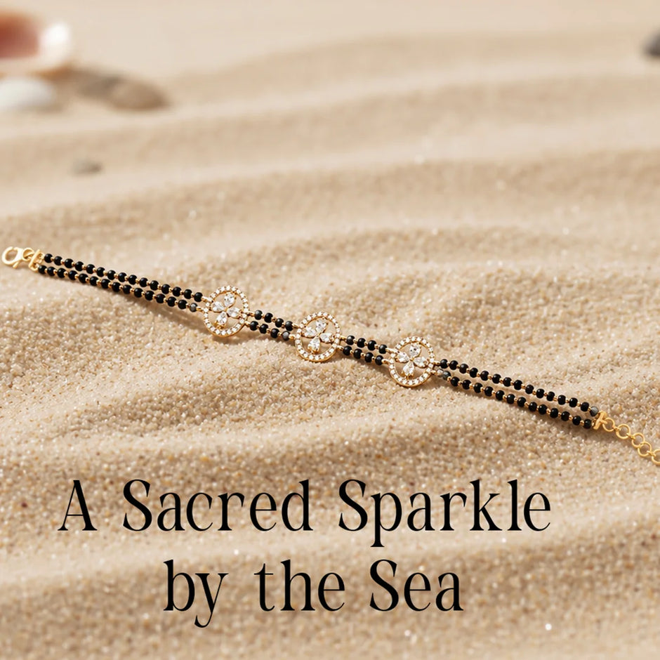 Statement Mixed-Cut Diamond Black-Bead Mangalsutra Bracelet