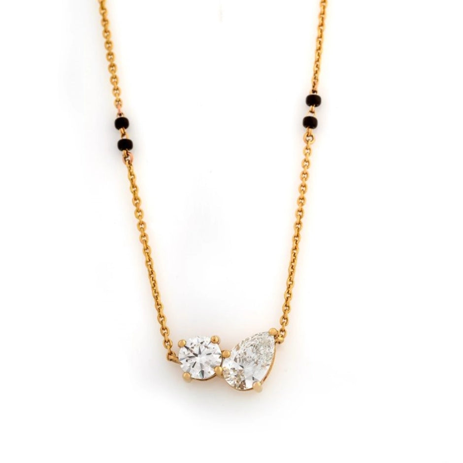 Two-Stone Mixed-Cut Diamond Mangalsutra Necklace