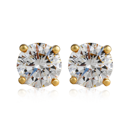 Classic Gold Studs in 2 Carat Lab Diamond