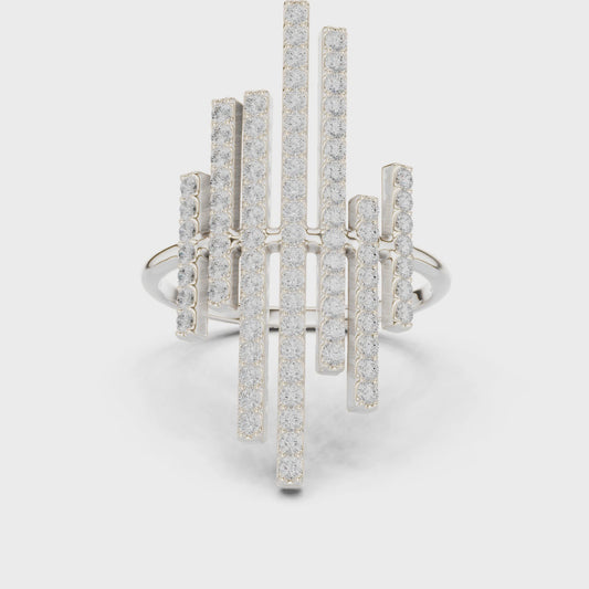 Midnight Skyline Spark Lab Diamond Bar Ring For Parties
