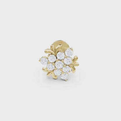 Diamond Nosepin With Lab Grown Brilliant Round .50 Carat Cluster Diamond