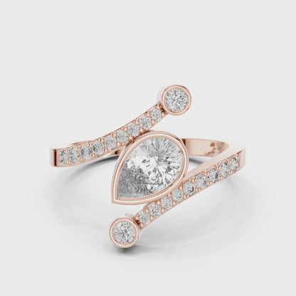 Beautiful Bright Pear Wrap Lab Diamond Ring