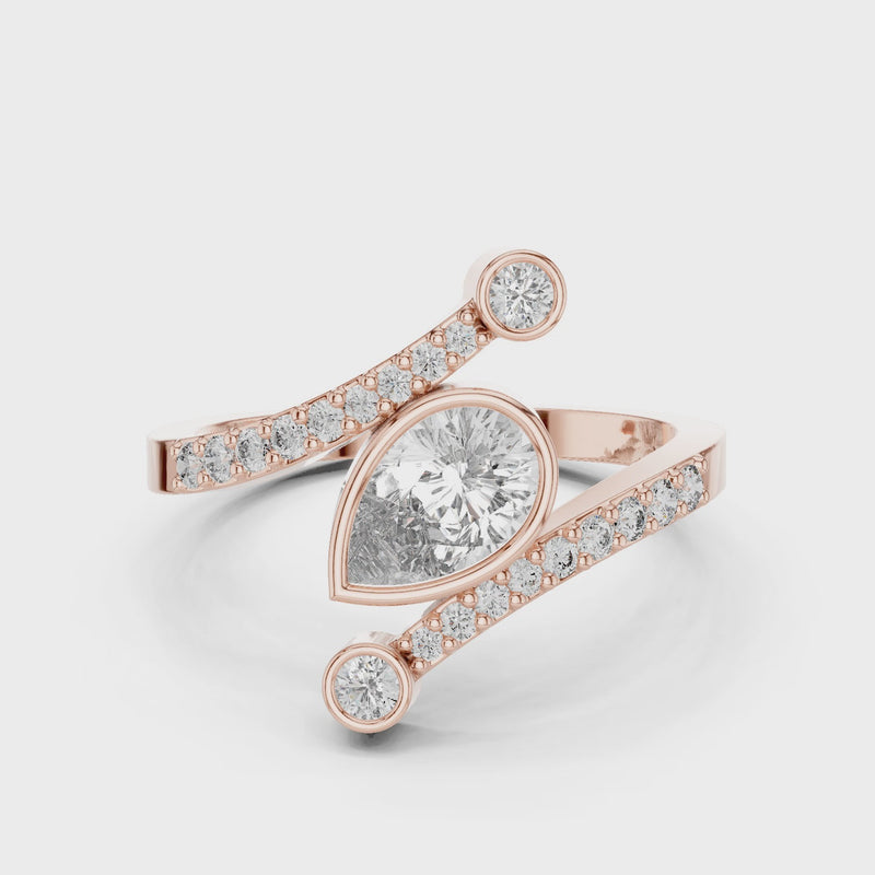 Beautiful Bright Pear Wrap Lab Diamond Ring