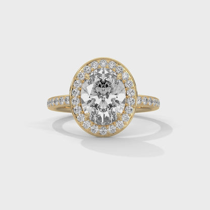 Oval Cut Classic Halo Engagement Ring For Women in 2 Carat Lab Diamond