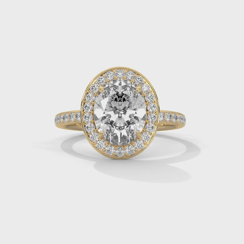 Oval Cut Classic Halo Engagement Ring For Women in 2 Carat Lab Diamond