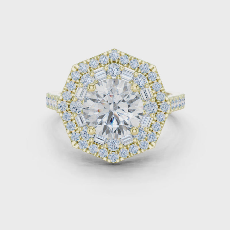 Double Halo 1.5 Carat Round Shining Lab Diamond Engagement Ring