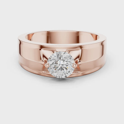 Fearless Spirit - Bold Solitaire Men's Ring with 1 Carat Round Lab Diamond