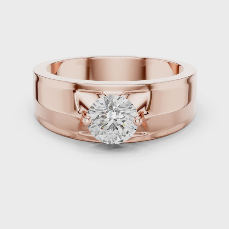 Fearless Spirit - Bold Solitaire Men's Ring with 1 Carat Round Lab Diamond