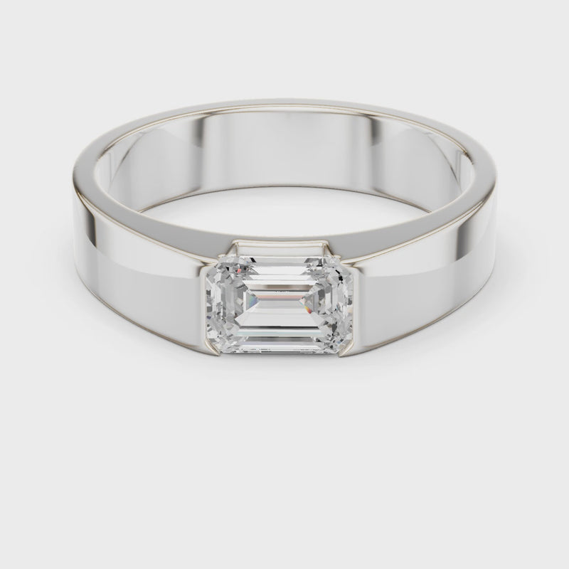 Resolute Virtue Emerald Cut 1 Carat Lab Diamond Ring for Men