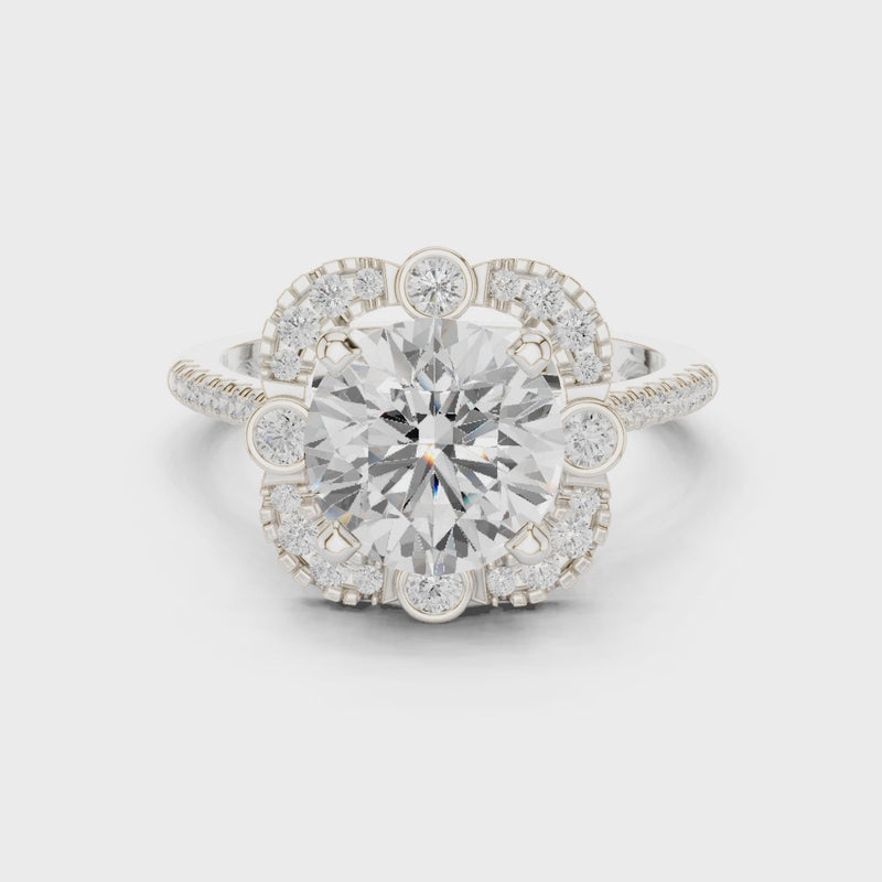 The Florescence Spark 2.5 Carat Round Lab-Grown Diamond Halo Ring