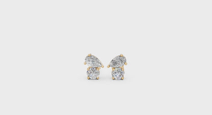 Premium Two Stone Chic Lab Diamond Earrings