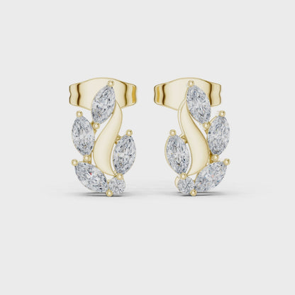 Flame Petal Lab Diamond Stud Earrings