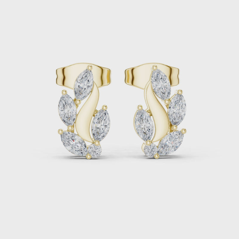 Flame Petal Lab Diamond Stud Earrings
