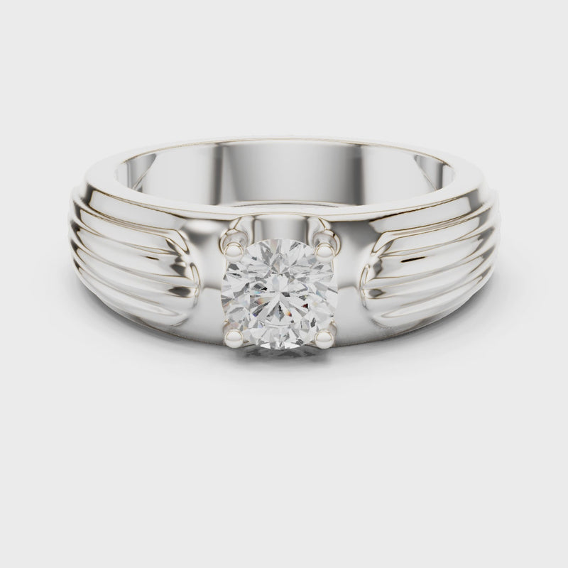 Esteem Gold 75 Cents Round Solitaire Lab Diamond Ring For Men