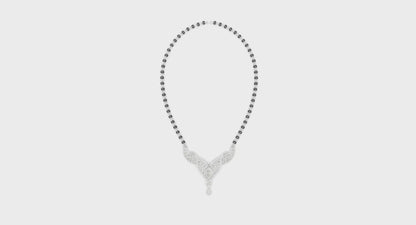 V-Wing Sparkling Lab Diamond Mangalsutra Pendant With Chain For Parties And Function