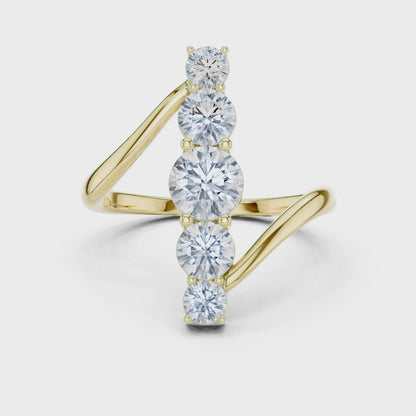 Celeste Curve Bypass Ring in 1.5 Carat Round Lab Diamond