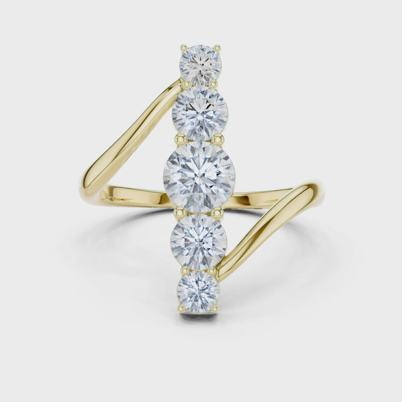 Celeste Curve Bypass Ring in 1.5 Carat Round Lab Diamond