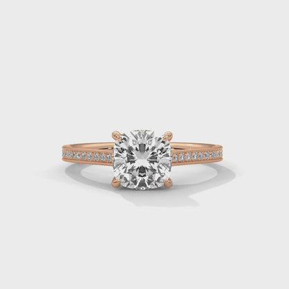 Seductive 2 Carat Cushion Solitaire Lab Diamond Ring