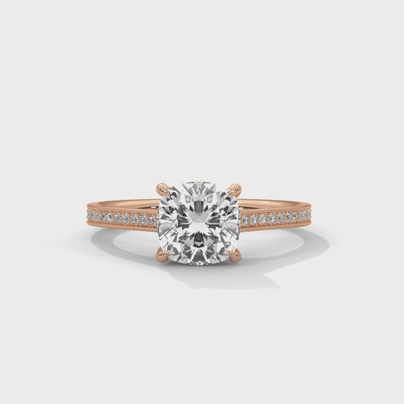 Seductive 2 Carat Cushion Solitaire Lab Diamond Ring