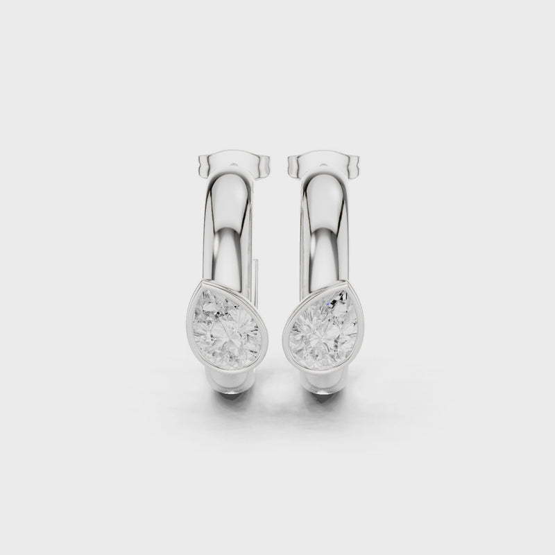 Pear Elegance Lab Grown Diamond Huggie Earrings