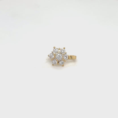 Classic Diamond Cluster Nose Pin in Yellow Gold – 0.13 Ct