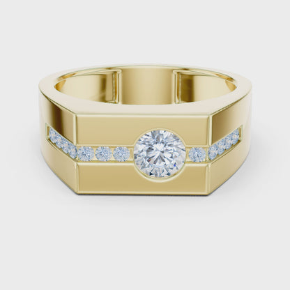 Bold Men 50 Cents Round Lab Diamond Ring
