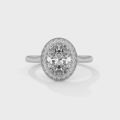 2 Carat Oval Cut Solitaire Lab Diamond Halo Engagement Ring