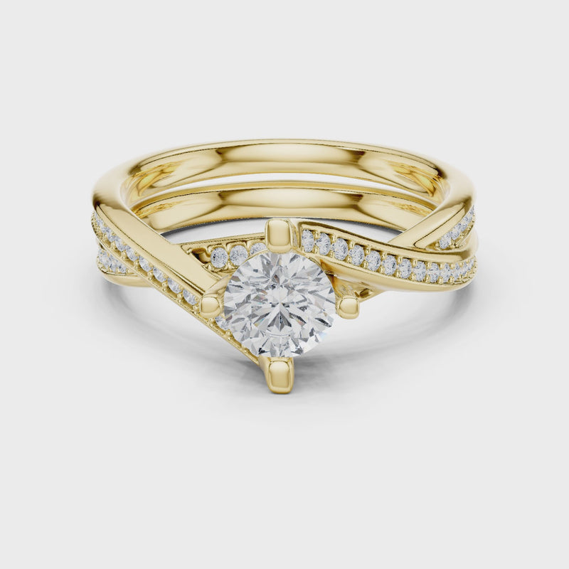 Sculpted Shine Split Band Forever Solitaire Lab Diamond Ring