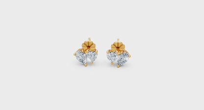 Heart & Pear Shaped Coupled Lab Diamond Studs Earring