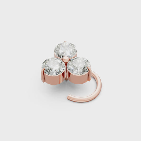 Trinity Three Stone Lab Diamond Twisted Nosepin