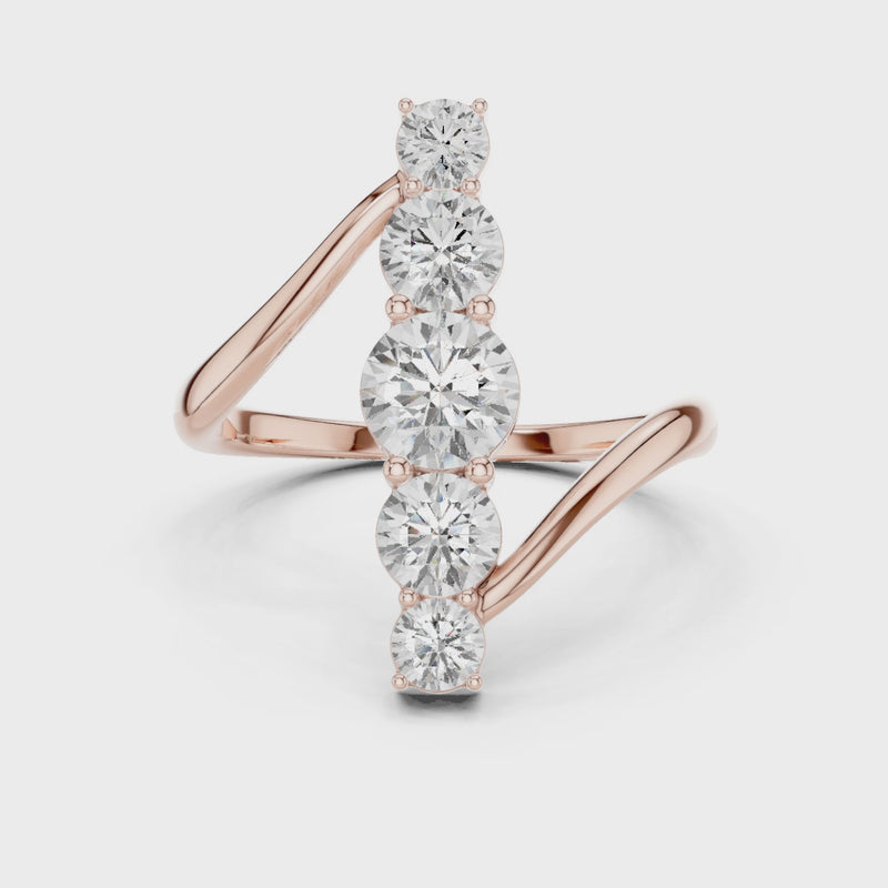 Celeste Curve Bypass Ring in 1.5 Carat Round Lab Diamond