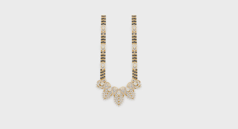 Minimal Luxe Lab Diamond Mangalsutra – Modern tri-Strand Statement Necklace