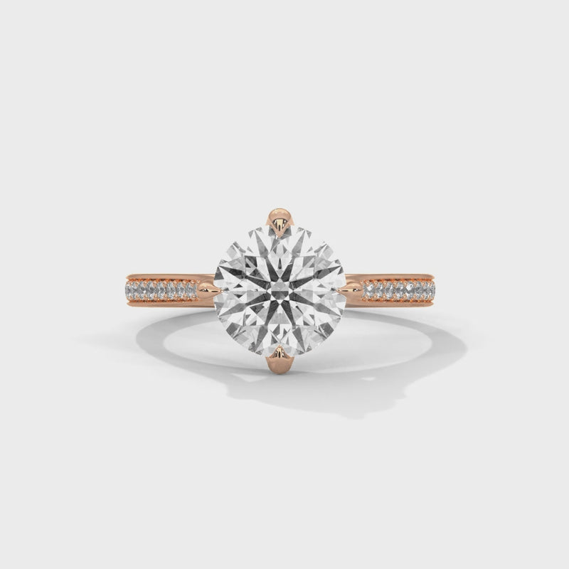 Solitaire 2 Carat Round Lab Diamond with Side Accents Engagement Ring