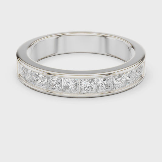 Princess Cut Channel Set Half Eternity Ring in 1 Carat Lab Diamond
