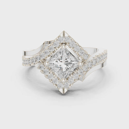 Twilight Empress Princess-Cut 1 Carat Lab Diamond Halo Engagement Ring