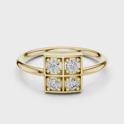 UrbanGrid – 0.24 Ct Lab Diamond Cluster Square Ring for Women