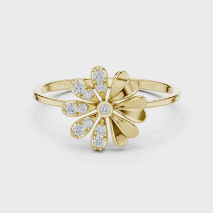 Eye Catchy Floral Shape Lab Created Diamond Ring For Women