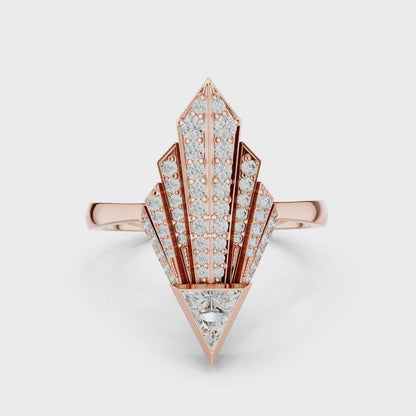 Empire Arrow Lab Diamond Ring – Bold Designer Statement for Party Queens
