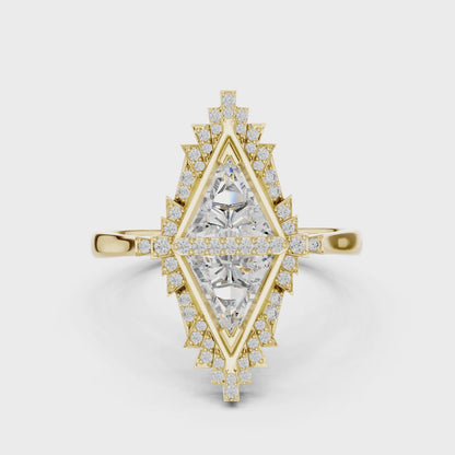 Lozenge Shape Glistening Lab Diamond Ring For Women