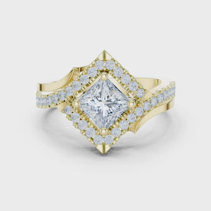 Twilight Empress Princess-Cut 1 Carat Lab Diamond Halo Engagement Ring