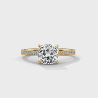 Seductive 2 Carat Cushion Solitaire Lab Diamond Ring
