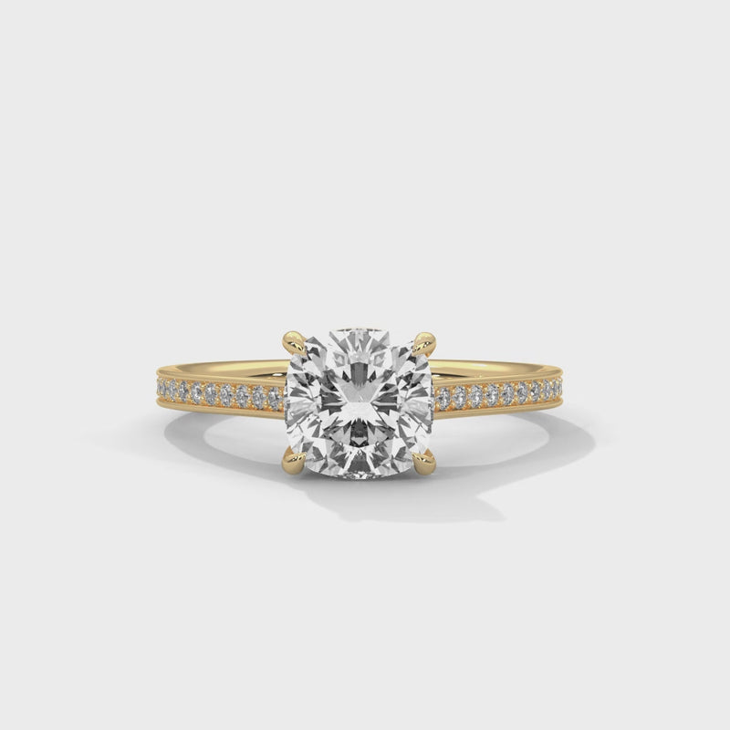 Seductive 2 Carat Cushion Solitaire Lab Diamond Ring
