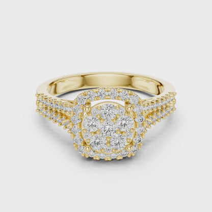 Ethereal Spark Royal Look – Cluster Style Lab Diamond Engagement Ring