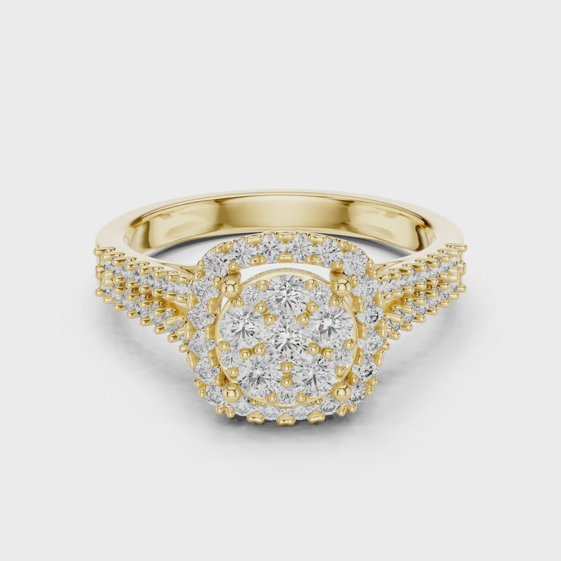 Ethereal Spark Royal Look – Cluster Style Lab Diamond Engagement Ring